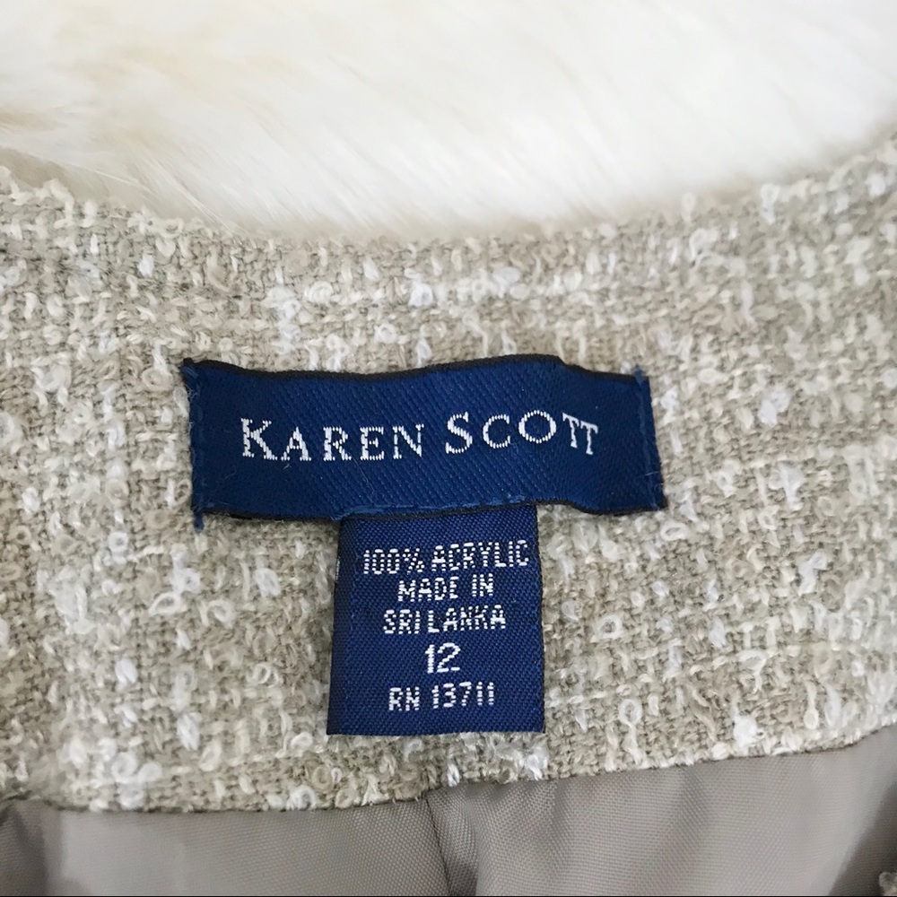 Karen Scott Tweed Blazer Jacket Open Front - Ivory - Picture 5 of 6